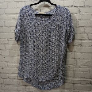 Le Lis Navy and White Short Sleeve Top